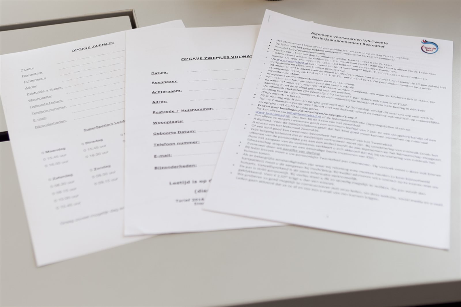 Inschrijfformulieren